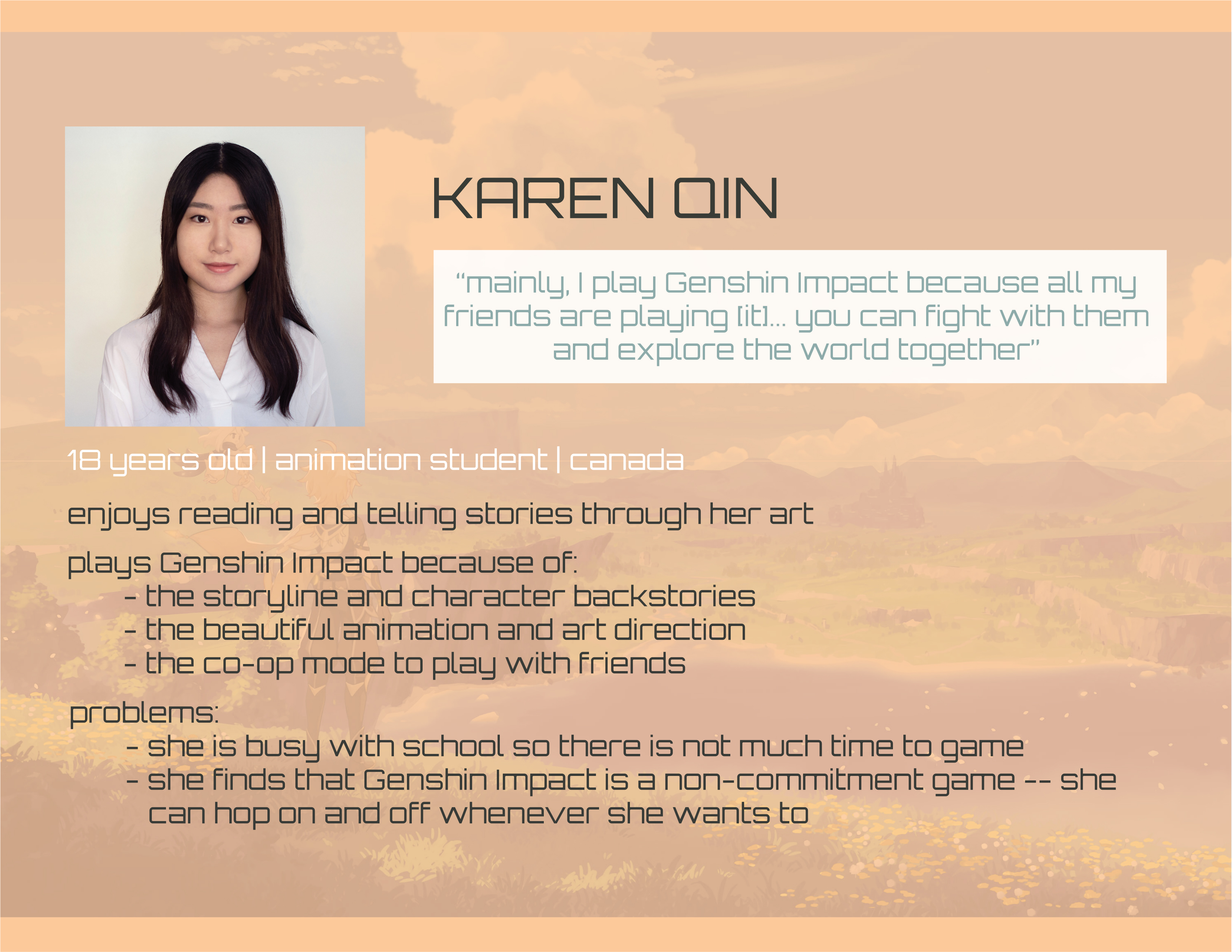 Persona based on interview with Karen Qin